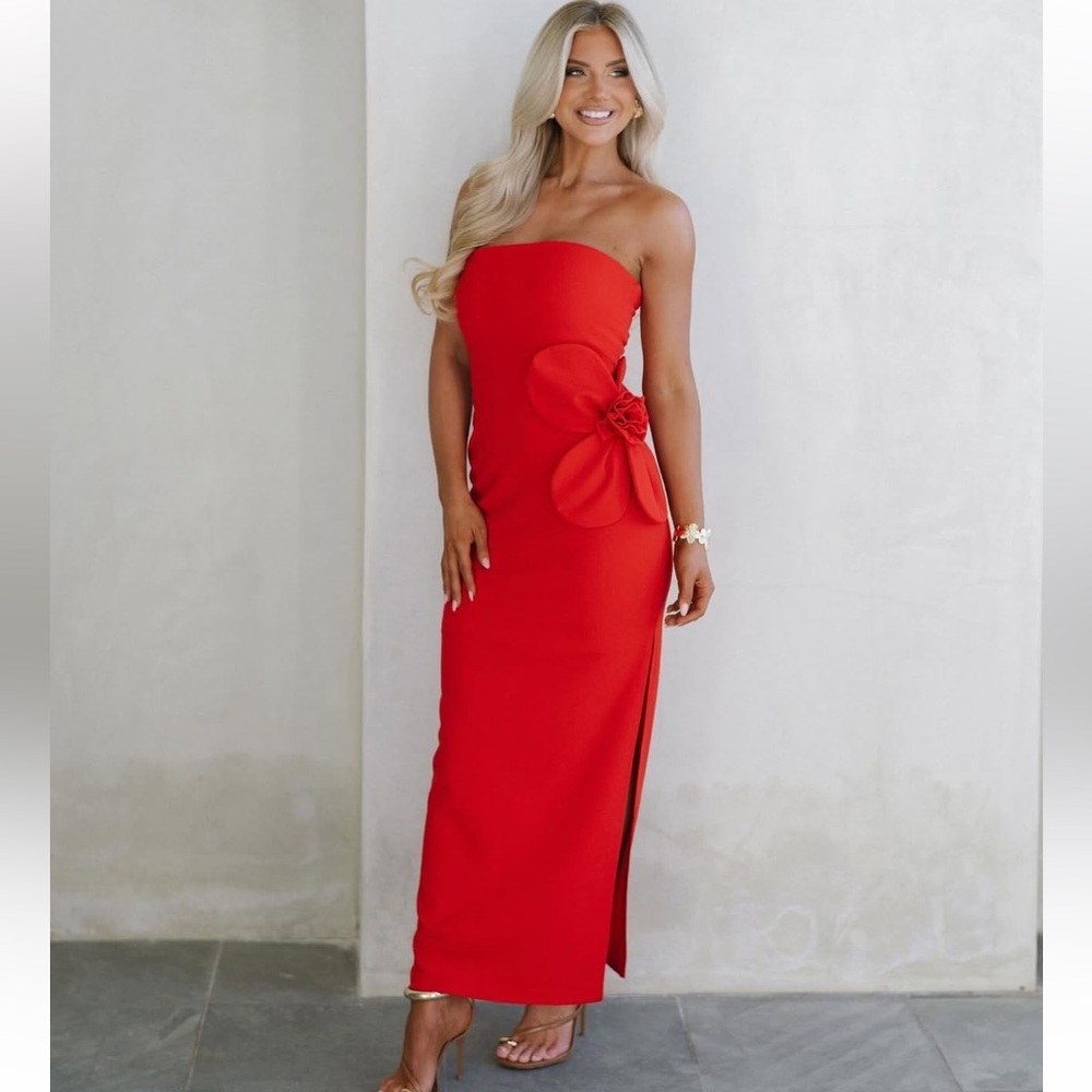 No Competition Oversized Flower Maxi Dress Red- FREE SHIPPING!